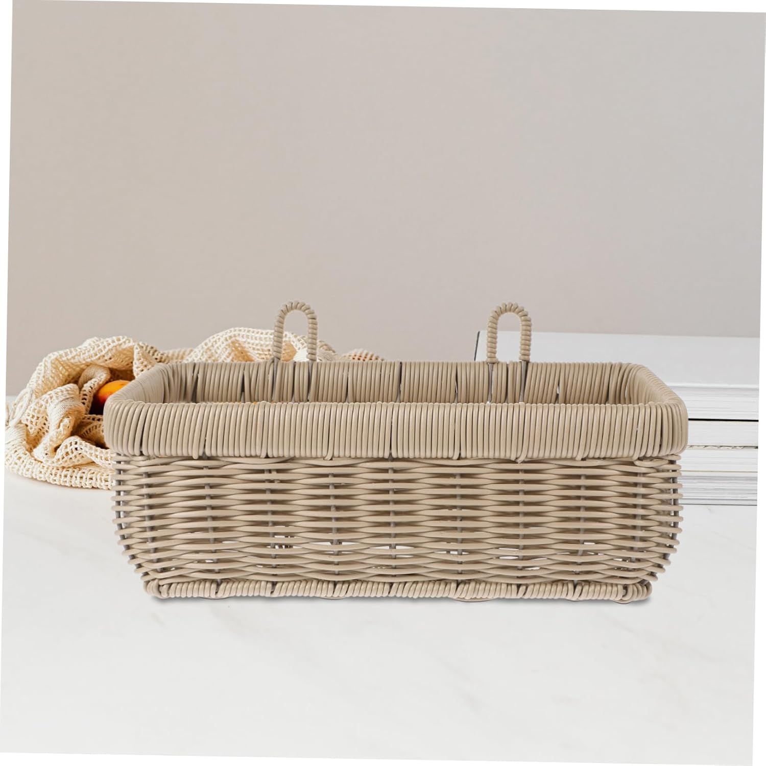2pcs Woven Wall Hanging Basket Fruit Vegetable Flower Storage Holder for Kitchen Door Garden Garlic Ginger Fruit Bowl Sturdy Construction