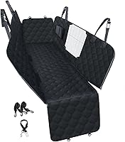 PETICON Dog Car Seat Cover with Mesh Window - 100% Waterproof Scratchproof Hammock for Back Seats in Cars, Trucks, SUVs, Jeeps (Black, 54"x58")