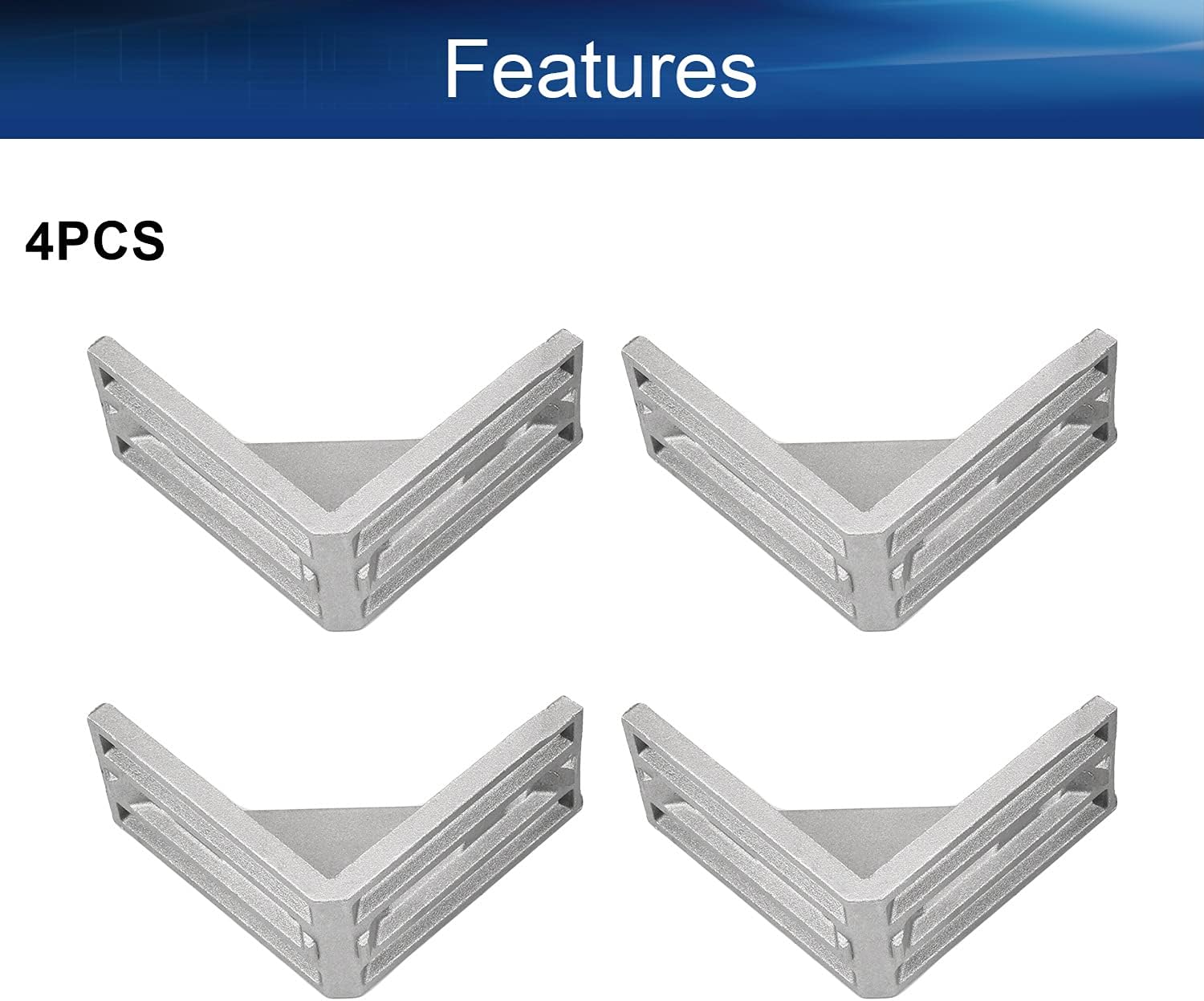 Yinpecly 4Pcs Inside Corner Bracket Gusset Aluminum Alloy Interior Joint Bracket Suitable for 4080 Series with Slot Aluminum Extrusion Profile Silver Tone