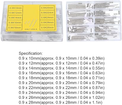 Watch Tube Link Pin, Watchband Connecting Shaft Watch Bracelet Connecting Shaft Watch Tube Bar Watch Parts with a Box for Watch Repair Shop