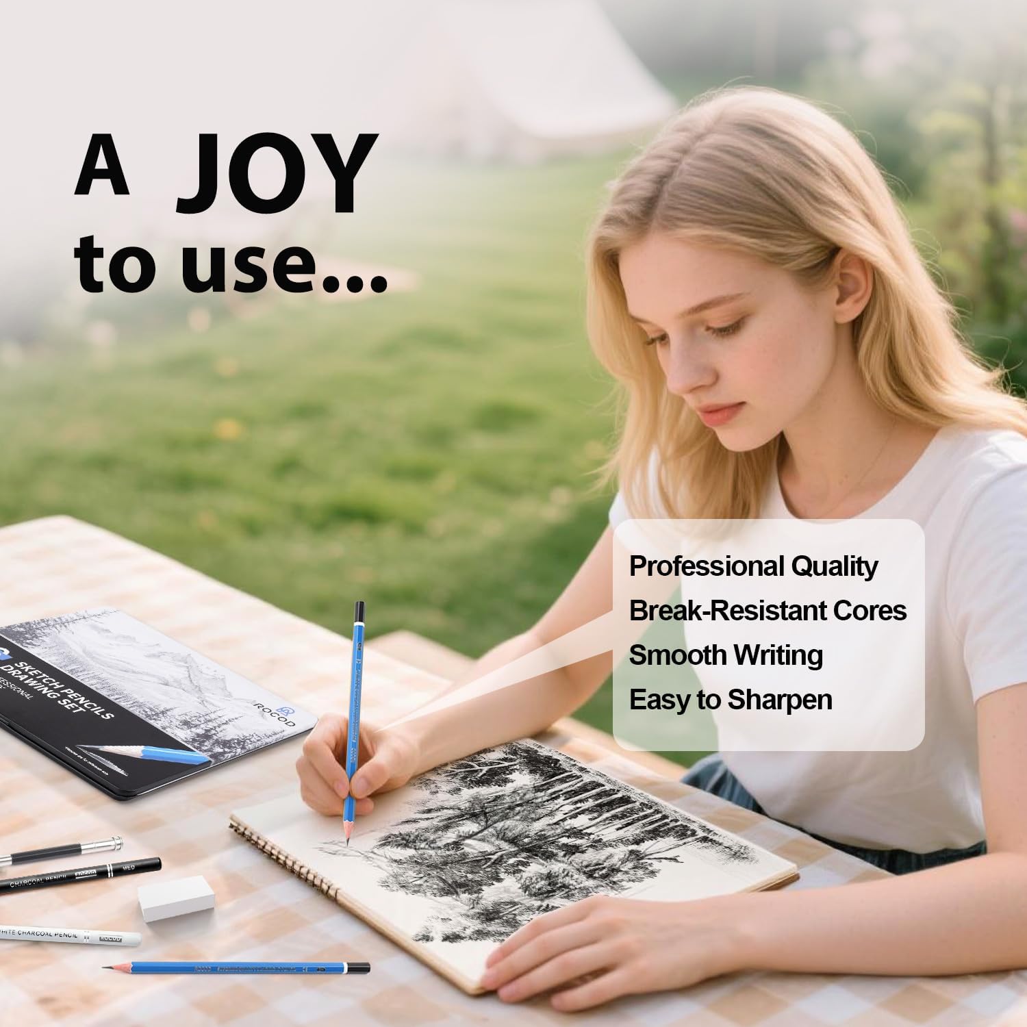 Sketch Pencils for Kids and Adults Drawing, 26-Piece Profession Sketching Pencils, Drawing Pencil for Artists Beginner Sketching, Art Graphite Pencil 6B to 4H