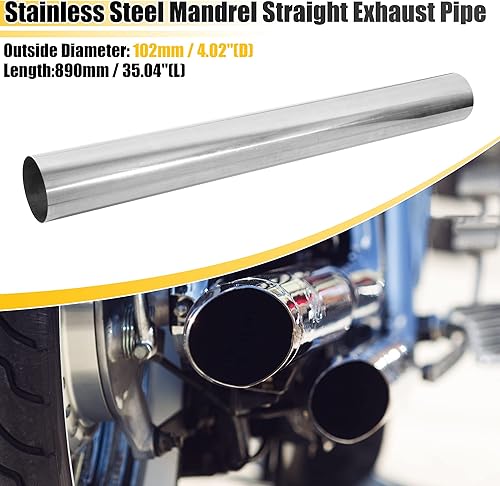 Miniatura 2 de X AUTOHAUX Tubo de escape recto de 4 "OD 35 pulgadas de longitud, tubo de escape de mandril personalizado de 4 pulgadas, tubo de acero inoxidable