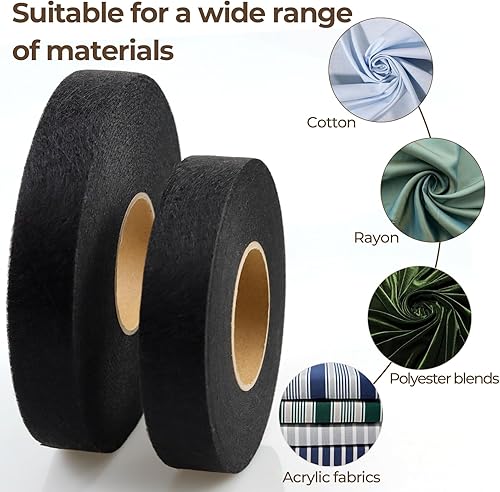 Miniatura 5 de PLANTIONAL 2 rollos de cinta adhesiva para planchar en el dobladillo, cinta de dobladillo de fusión de tela, 1 pulgada x 65 yardas, cinta adhesiva