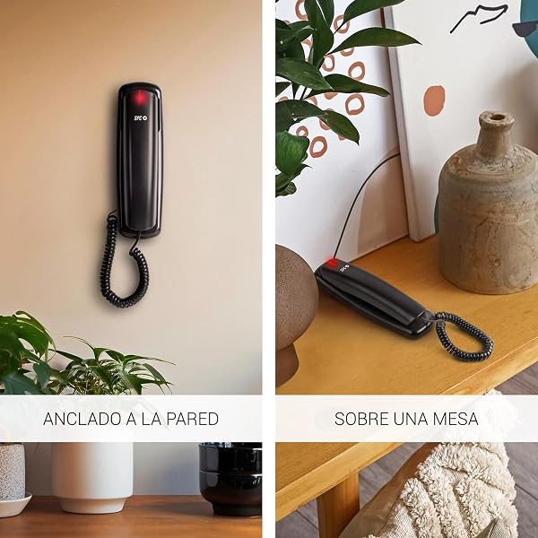 SPC Original Lite 2 – Teléfono Fijo sobremesa o Pared, Compacto y fácil de Usar, señal Luminosa 10 memorias indirectas, Teclas Grandes, función rellamada - Negro - 4