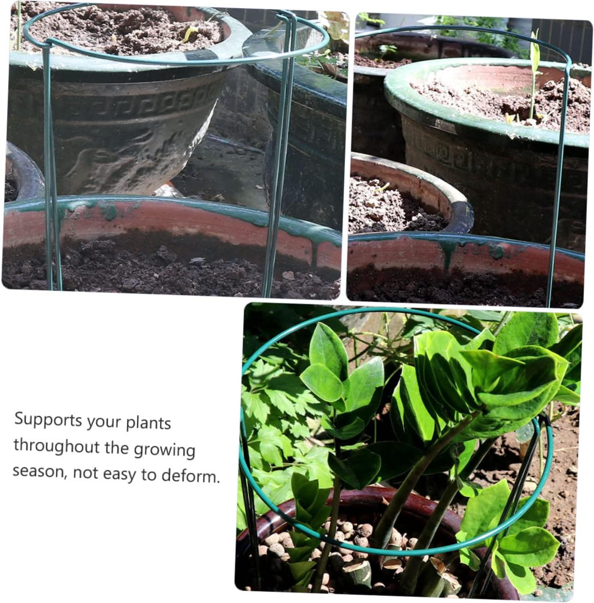 4pcs Flower Support Frame Plant Support Stands Reusable Iron Sticks Natural Coating for Garden Home