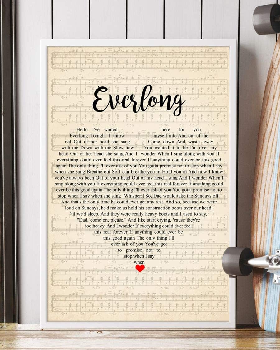 Yaasimoule Color Poster Everlong Song Lyrics Portrait Wall Art Home Decor