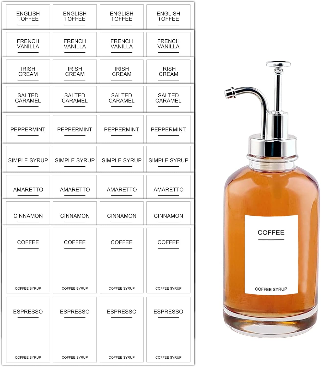 72pcs Coffee Syrup Labels for Coffee Bar Accessories