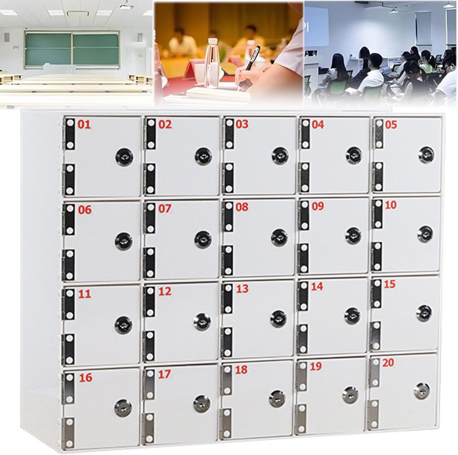 Mobile Phone Storage Box Transparent Acrylic Mobile Phone Security Locker with Key,Wall-Mounted Mobile Phone Storage Cabinet, 4-Slot White Acrylic Organizer for Examination Halls, Seminars,