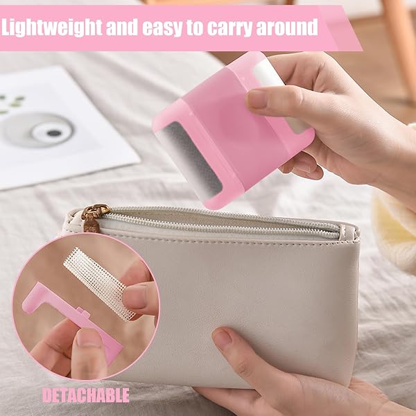Rimozione pelucchi, con contenitore per pelucchi, strumento riutilizzabile per rimuovere i pelucchi, per vestiti, mobili, coperte, divano, rosa - 4