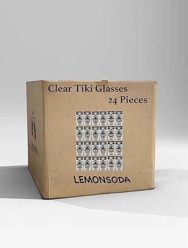 Miniatura 5 de LEMONSODA Vasos Tiki tropicales transparentes, juego de 24 a 15 onzas, perfectos para cócteles exóticos, limonada, té helado, bebidas mixtas, ron,
