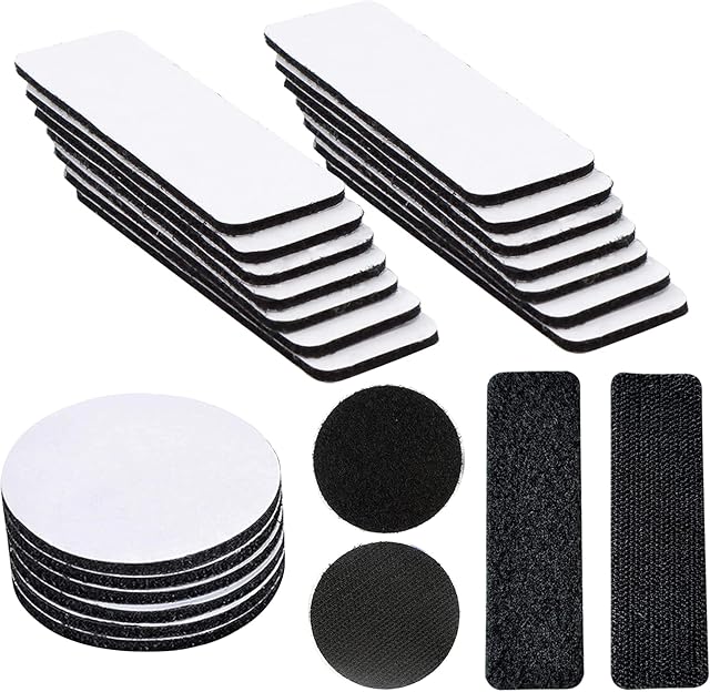 VEGCOO 30PCS Double Side Tapes, 2 Style Mounting Pad Heavy Duty Strong Hook and Loop tape Strips Self Adhesive Waterproof Sticky Pads for Home Office(Rectangle/Round)