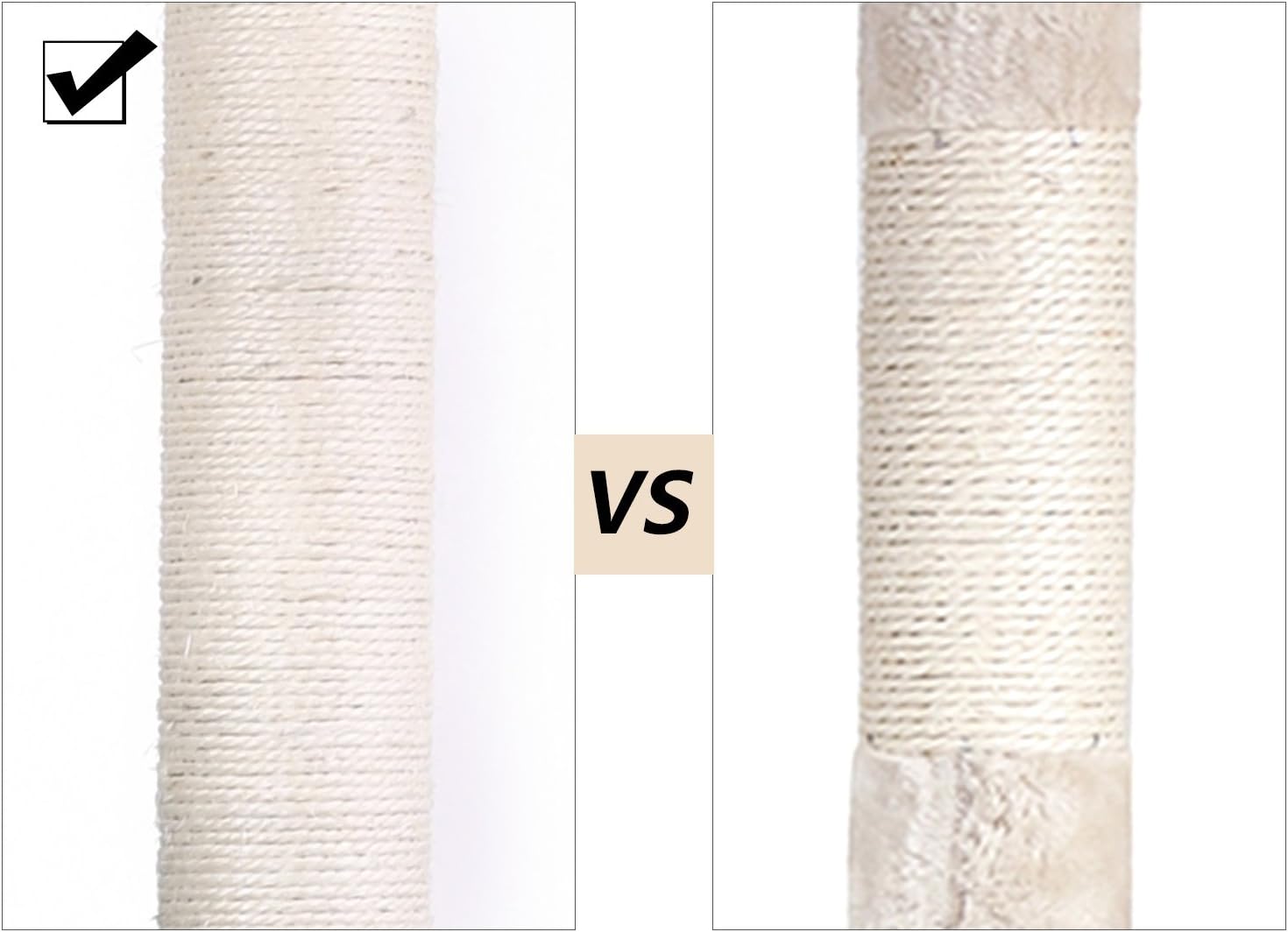 Comparison of a new sisal scratching post and a worn one