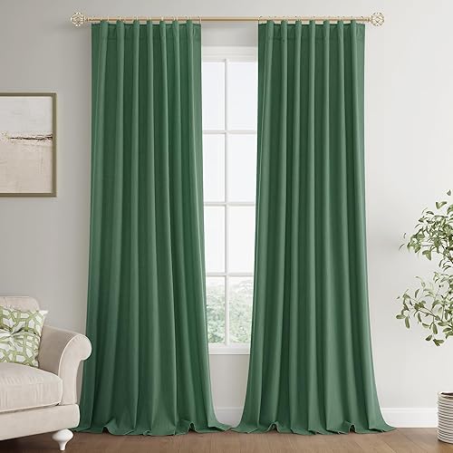 Miniatura 38 de Joywell Cortinas de lino 100% opacas de 45 pulgadas de largo, bolsillo para barra/pestaña trasera, cinturón de gancho/anillos de clip, cortinas de