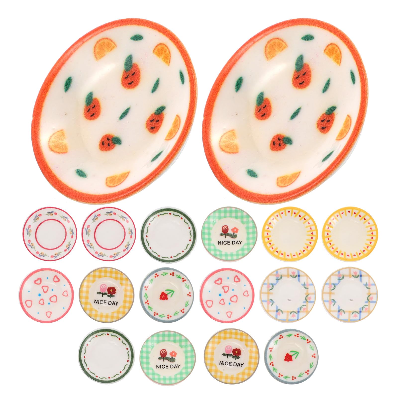 Miniature Plates Set of 18 Dollhouse Tableware Resin 9 Designs Japan