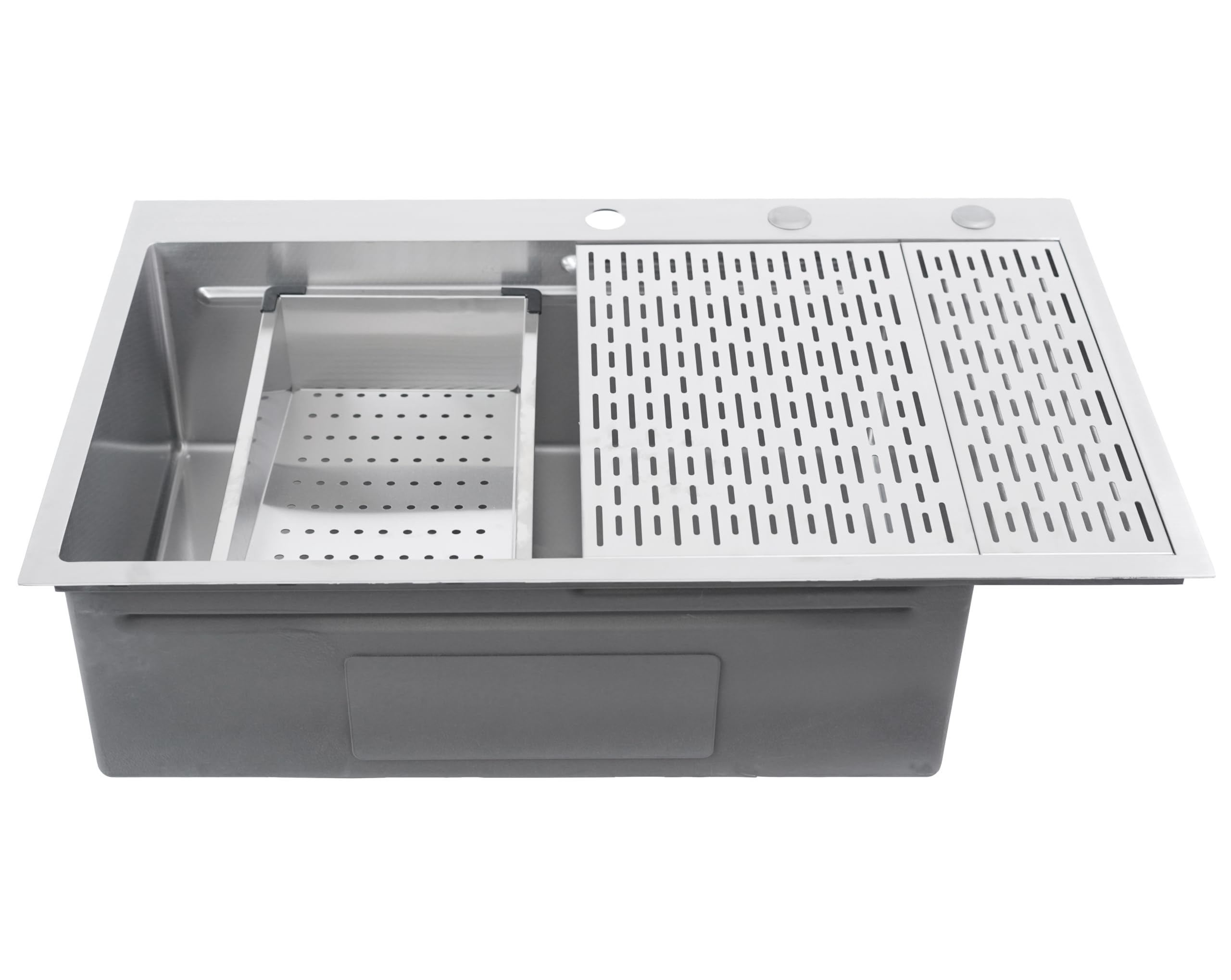CozyBlock 33 X 22 X 9 Pulgadas 50/50 Fregadero De Cocina De Acero Inoxidable De Doble Tazón Con Montaje Superior/inferior Con Escurridor - Acero Inoxidable Calibre 18 - 3 Orificios Para Grifo