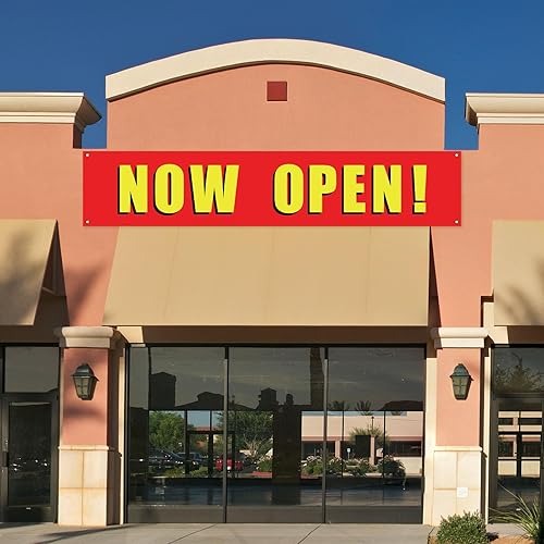 Miniatura 6 de Decoraciones de gran apertura Now Open Banner para decoraciones de temporada de apertura de negocios, letrero abierto para negocios, decoraciones de