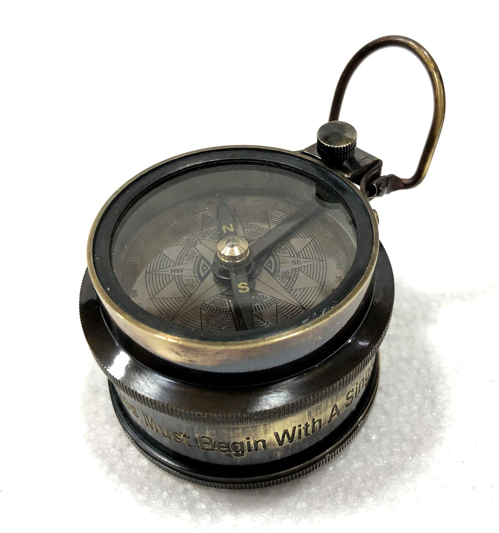Bussola di misurazione nautica antica 2,5 pollici ottone tasca di navigazione in ottone massiccio bussola