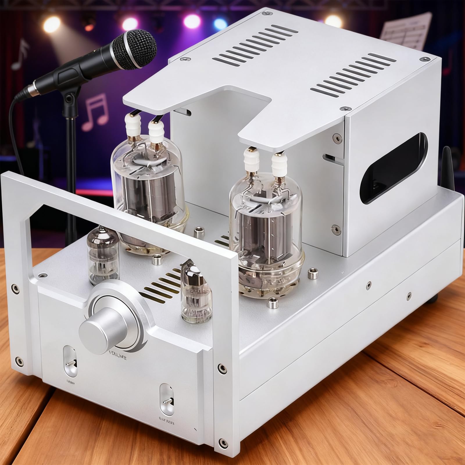 Amplificatore Integrato a Valvole da 10 W X 2, Amplificatore di Potenza Stereo per Audio Domestico, Preamplificatore Vintage, con Funzione Bluetooth, per Altoparlanti HiFi da Scaffale