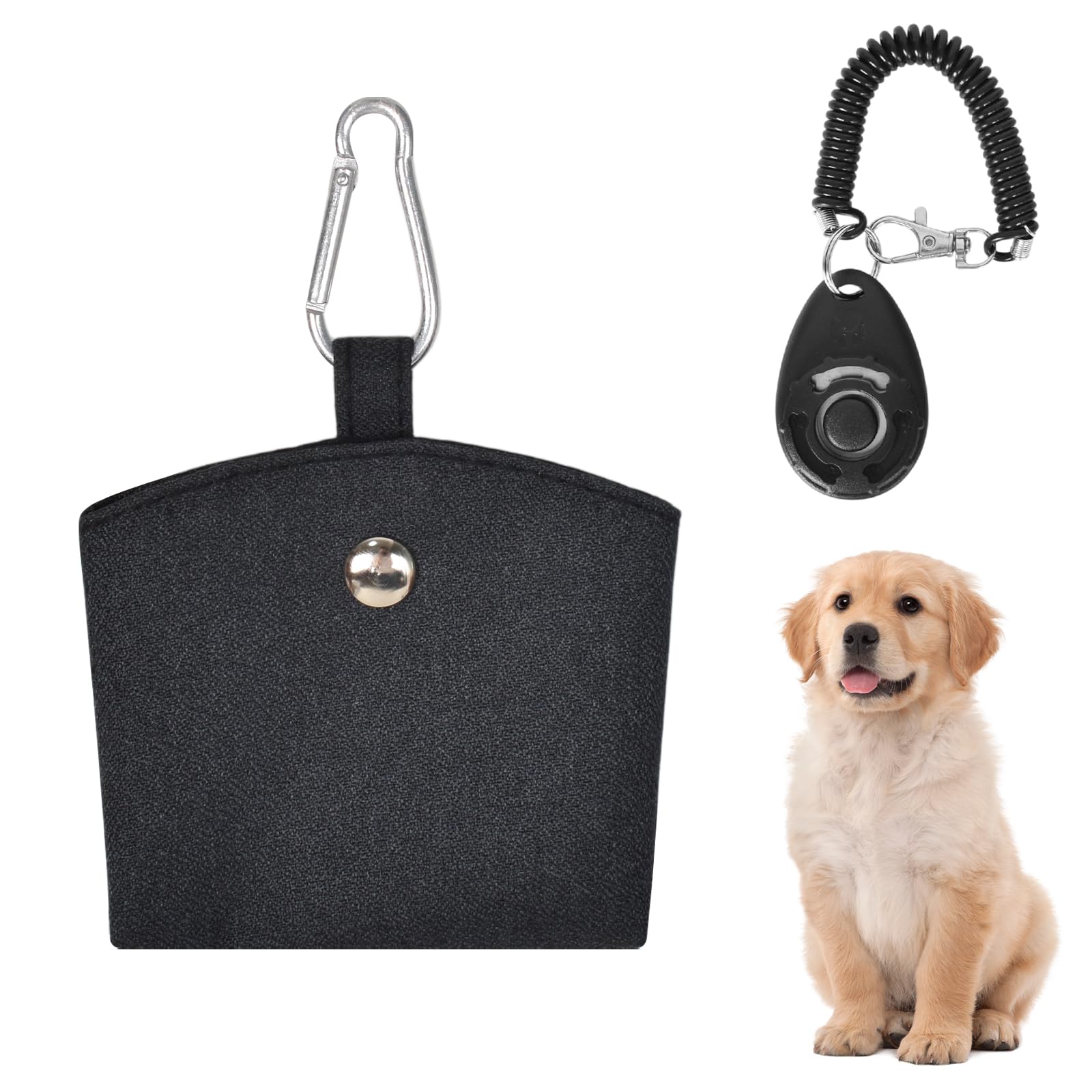 Homirty Dog Treat Pouch with Clicker for Training Treats Container, Zipper Closure and Waist Clip Treat Bag