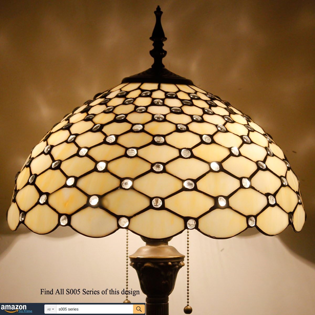🔥 Crazy Deals Tiffany Floor Lamp Art Bright Standing Reading Light 64 Tall Amber Stained Glass Crystal Pearl Bead Shade Boho Industrial Bronze Pole Vintage Base Kids Bedroom Living Room Farmhouse Office WERFACTORY
