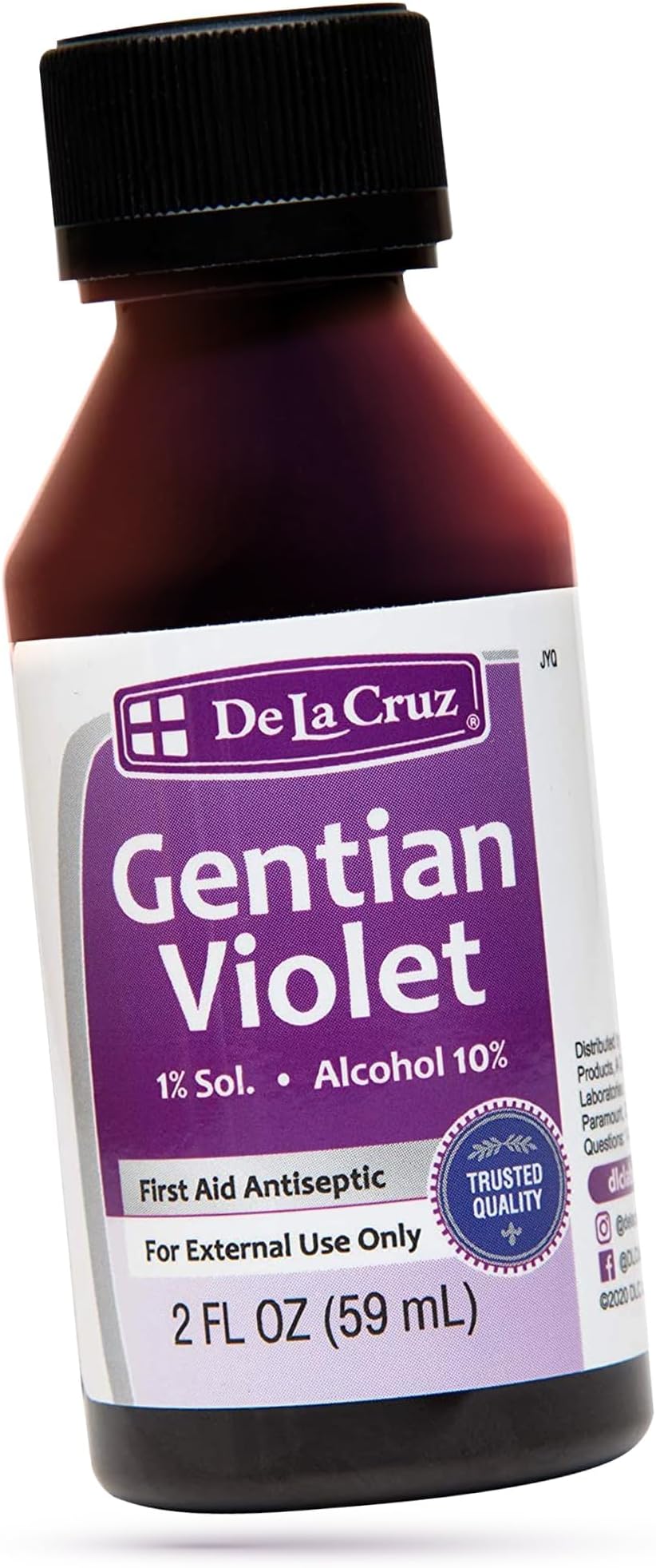 De La Cruz 1% Gentian Violet - Violeta de Genciana - First Aid Antiseptic, 2 FL OZ, JUMBO SIZE