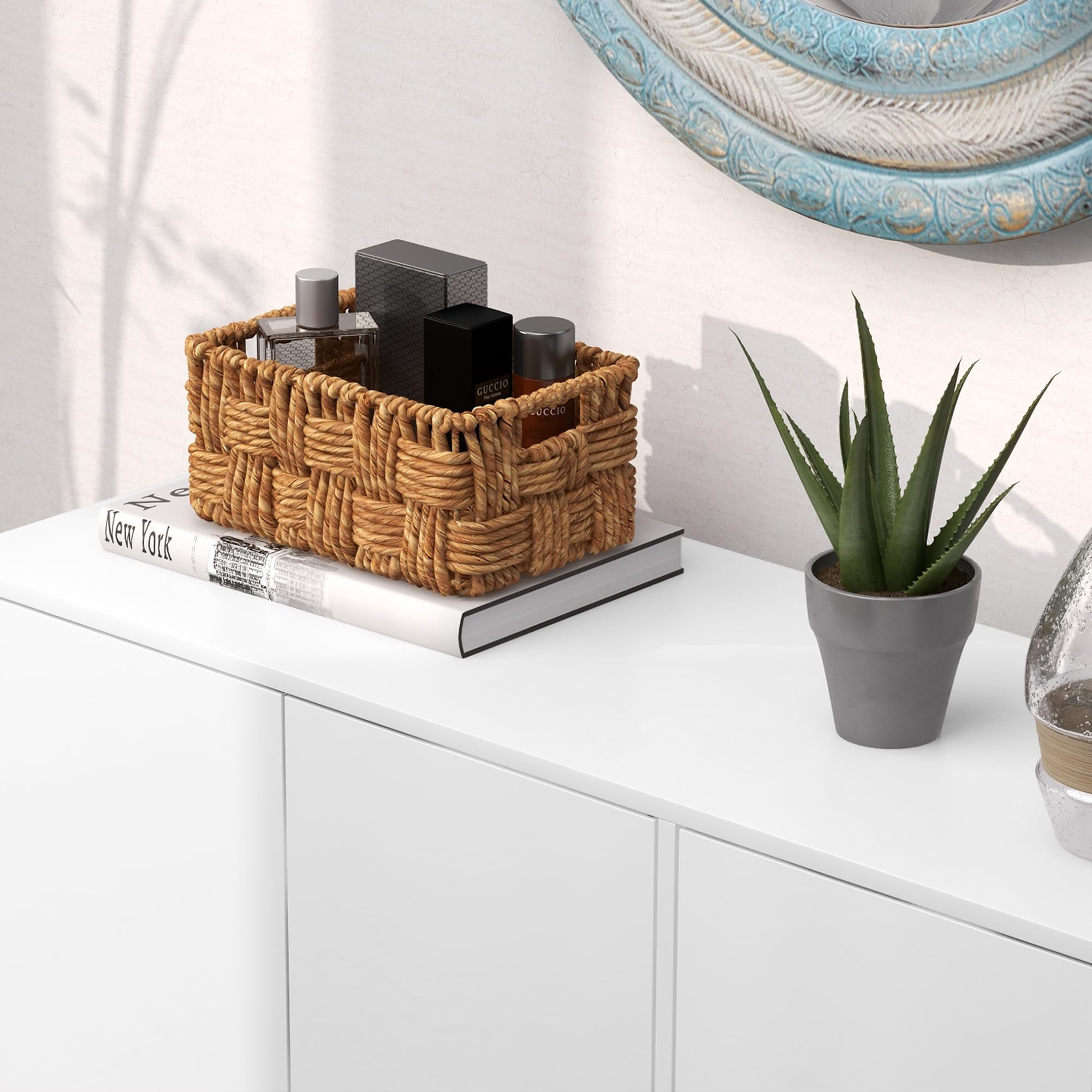 HOMCOM Credenza Moderna con 2 Armadietti a 3 Ripiani, Mobile Multiuso in Legno, 107x40x80 cm, Bianco