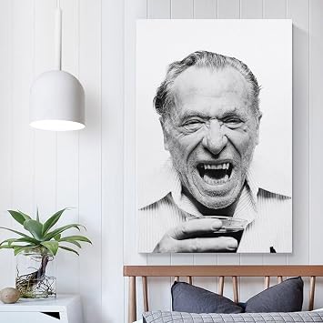 The Poet Charles Bukowski Smile Poster Wall Art Poster Scroll Canvas Painting Picture Living Room Decor Home Framed/Unframed 08x12inch(20x30cm)