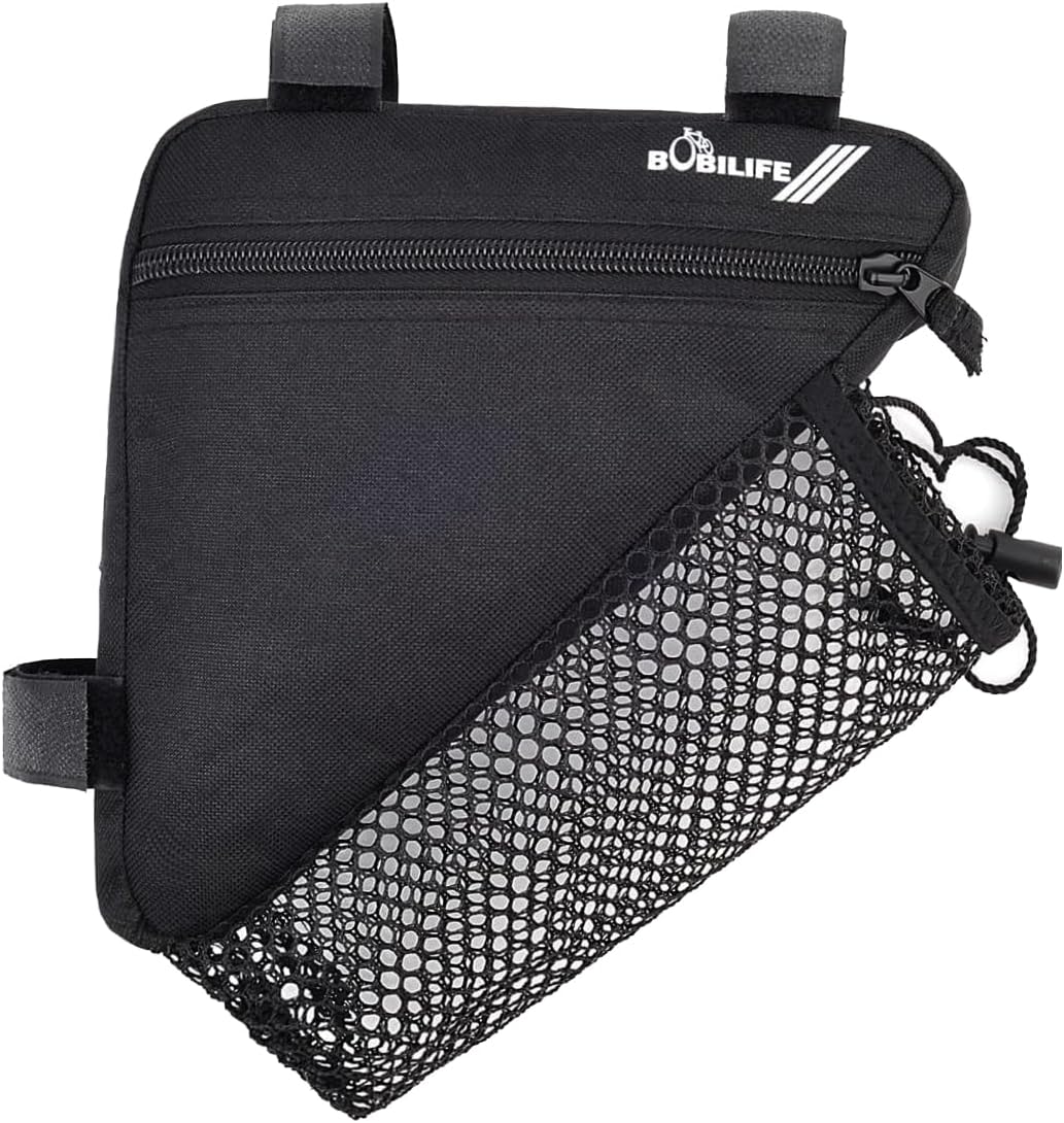 Bike Triangle Frame Bag with Bottle/Mini Speaker Holder - Bicycle Cycling Storage Triangle Top Tube Front Pouch Saddle Bag for Road and Mountain Bikes (Bag Only)