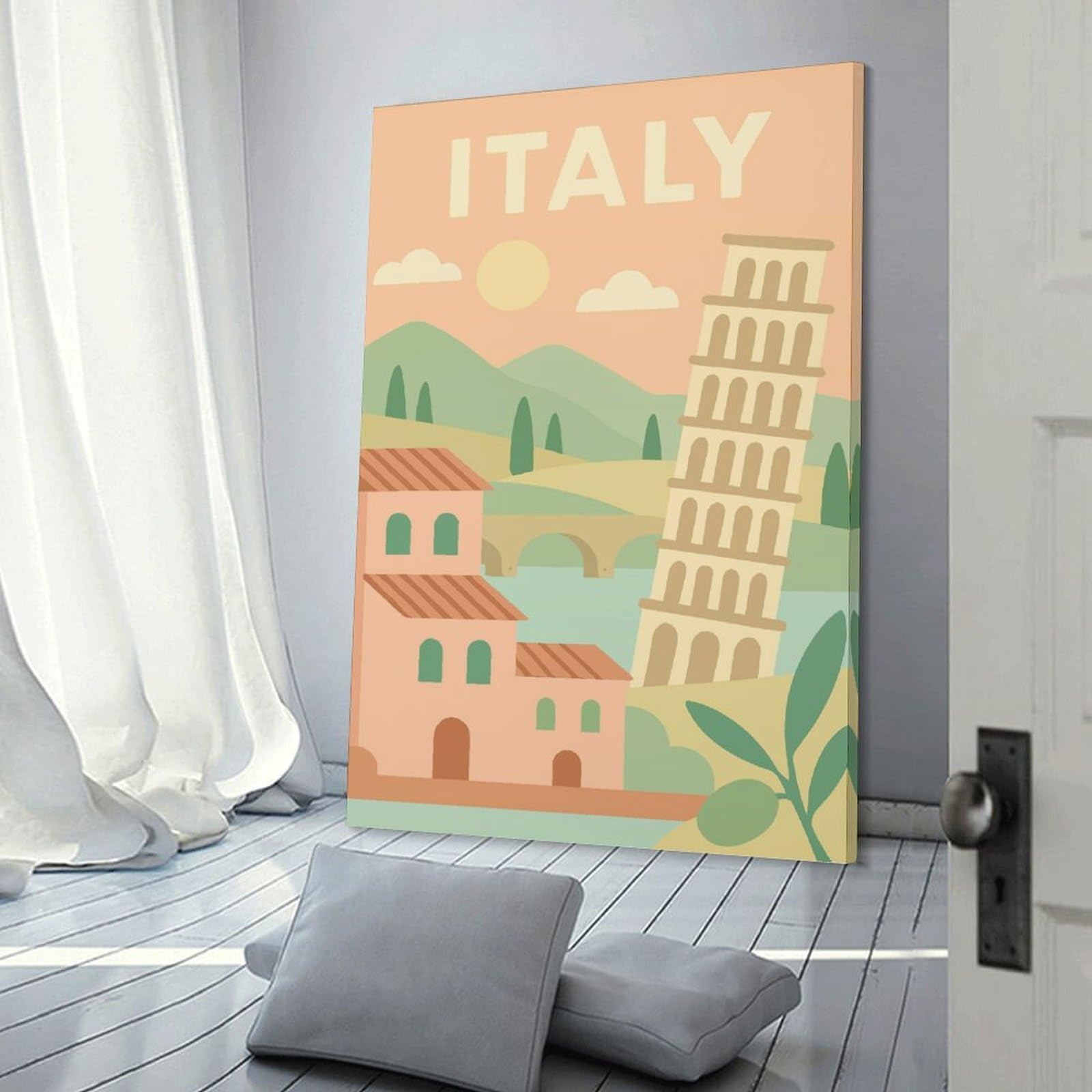 Junmoney Decorative Wall Artwork Italy Travel, 24x36inch(60x90cm), for Living Room, Lounge Or Sitting Room, Modern Wall Decor for Cosy Interiors