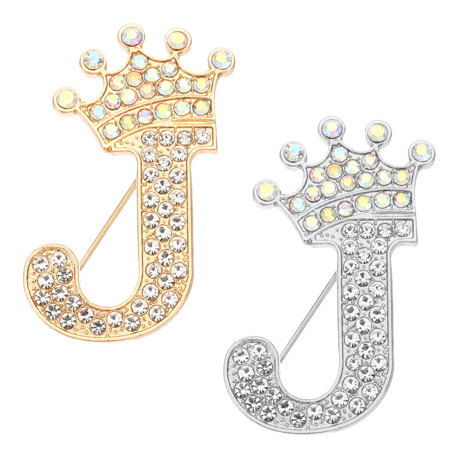 PATIKIL Letter Brooch Pins, Crown Initial Rhinestone Alphabet Letter Lapel Badges Pin for Women Suits Dress