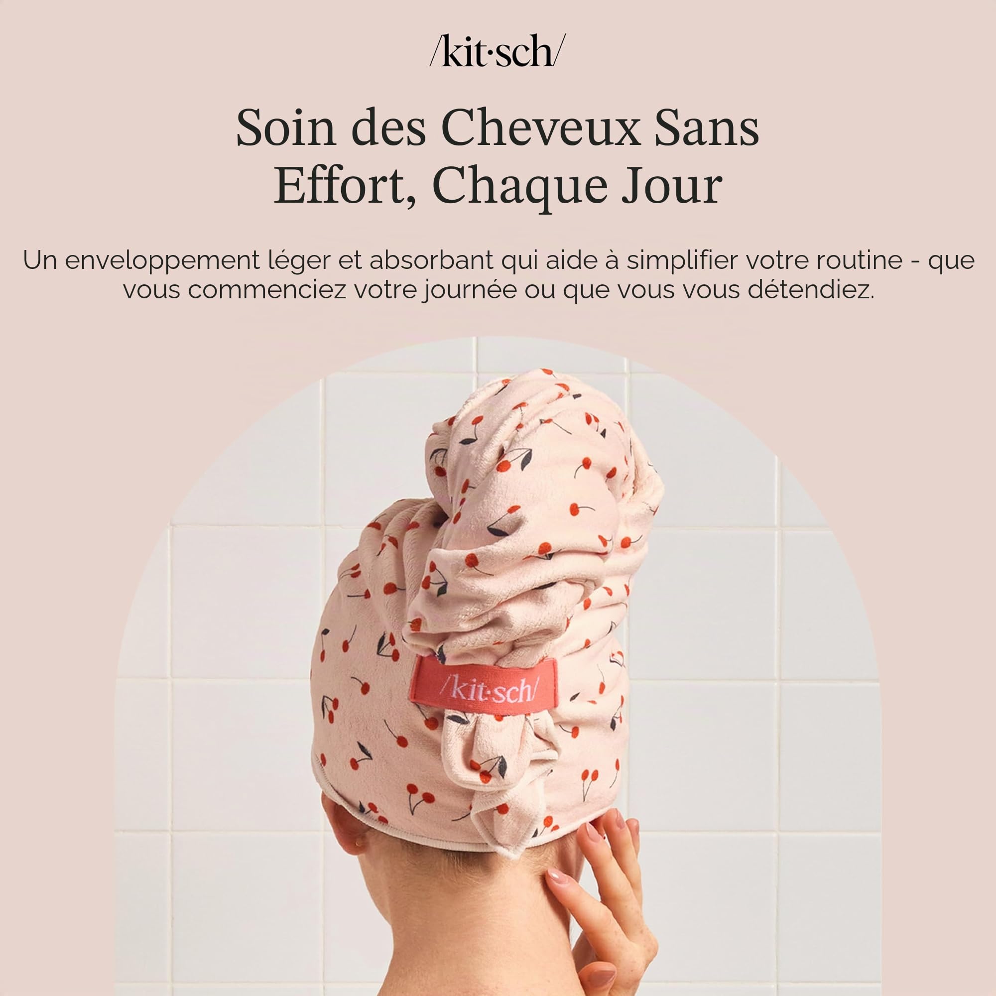 Kitsch Serviette en Microfibre XL pour Femme, Serviette en Microfibre, Super absorbante, séchage Rapide, Anti-frisottis, pour Cheveux Longs et Courts, Turban pour Femme, Cheveux mouillés et bouclés