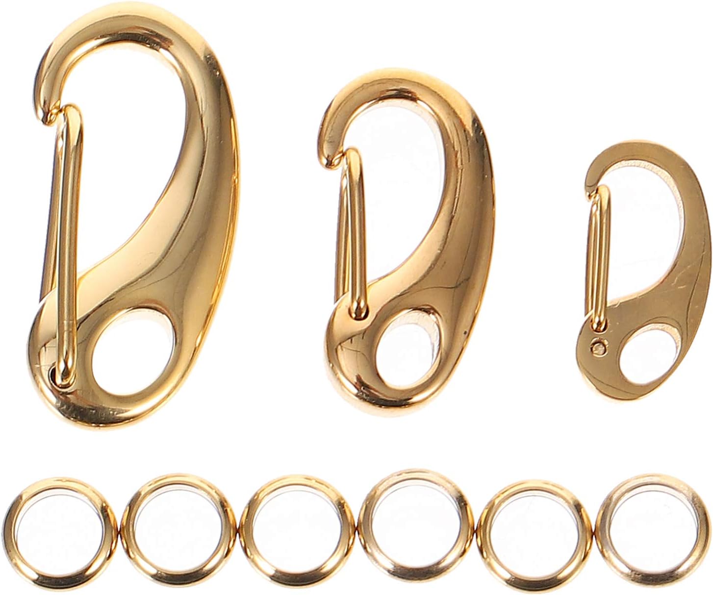 PET Tag Clip for Collar with Rings, 3pcs Stainless Steel Golden