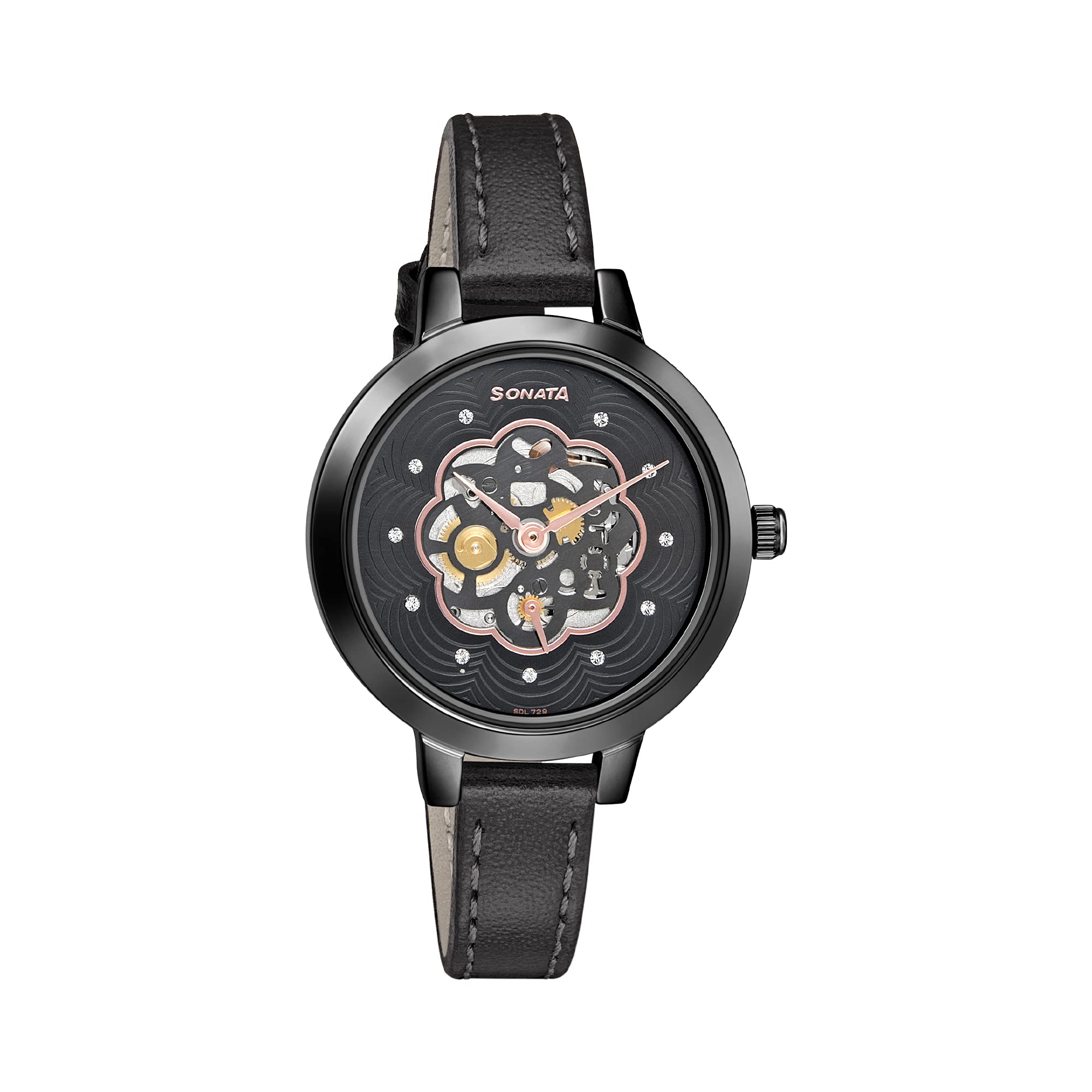 Sonata Unveil Black Dial Women Watch with Leather Strap-8141NL04 (B09GRPC1D6) Amazon Price History, Amazon Price Tracker