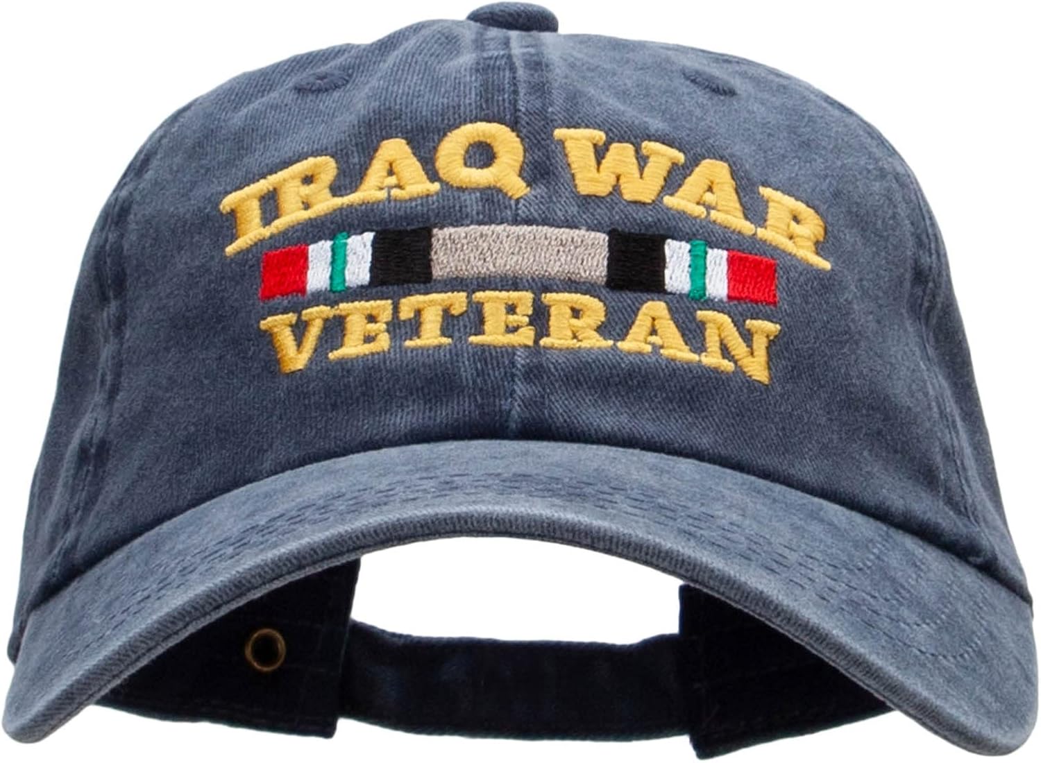 e4Hats.com Iraq Veteran Ribbon Embroidered Washed Cotton Brass Buckle Cap