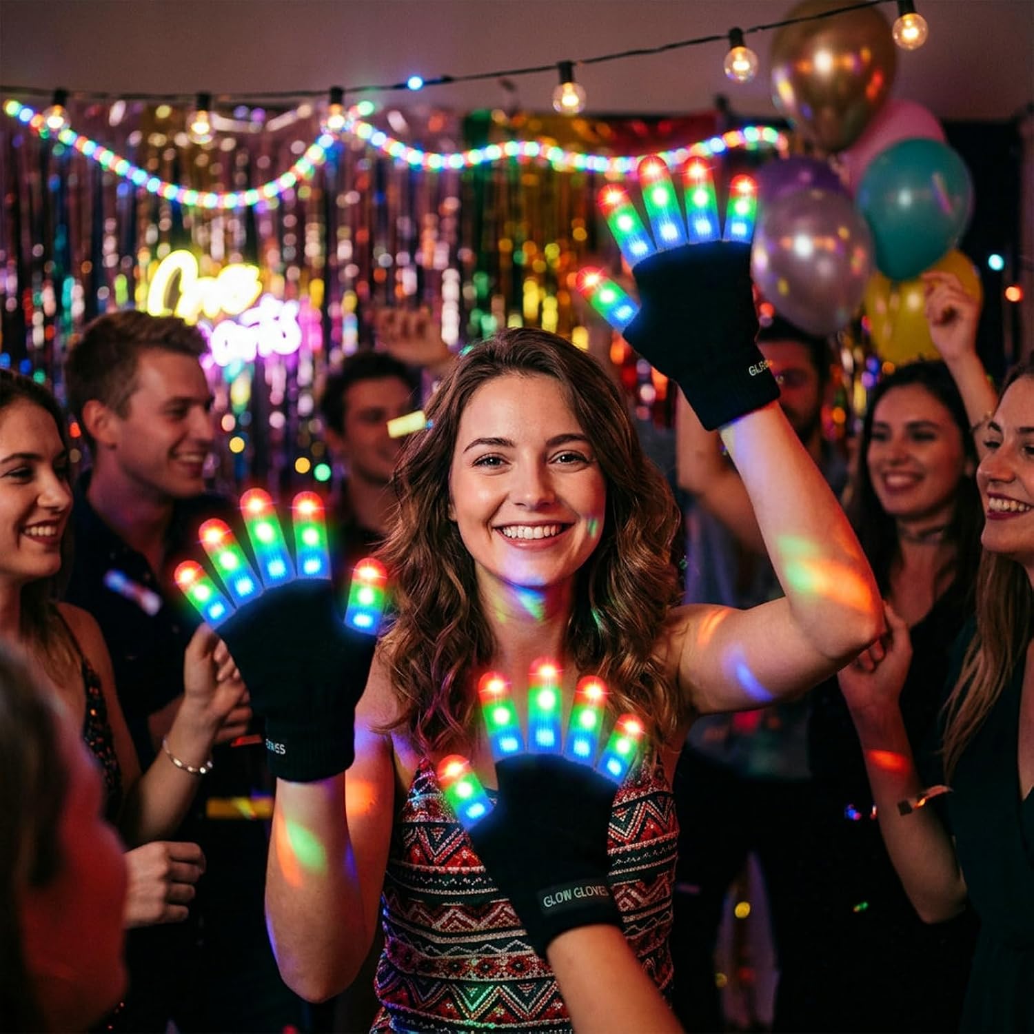 LED Light Up Gloves, Flashing Sensory Toys for Autism, Cool Party Gifts for Kids Teens Adults