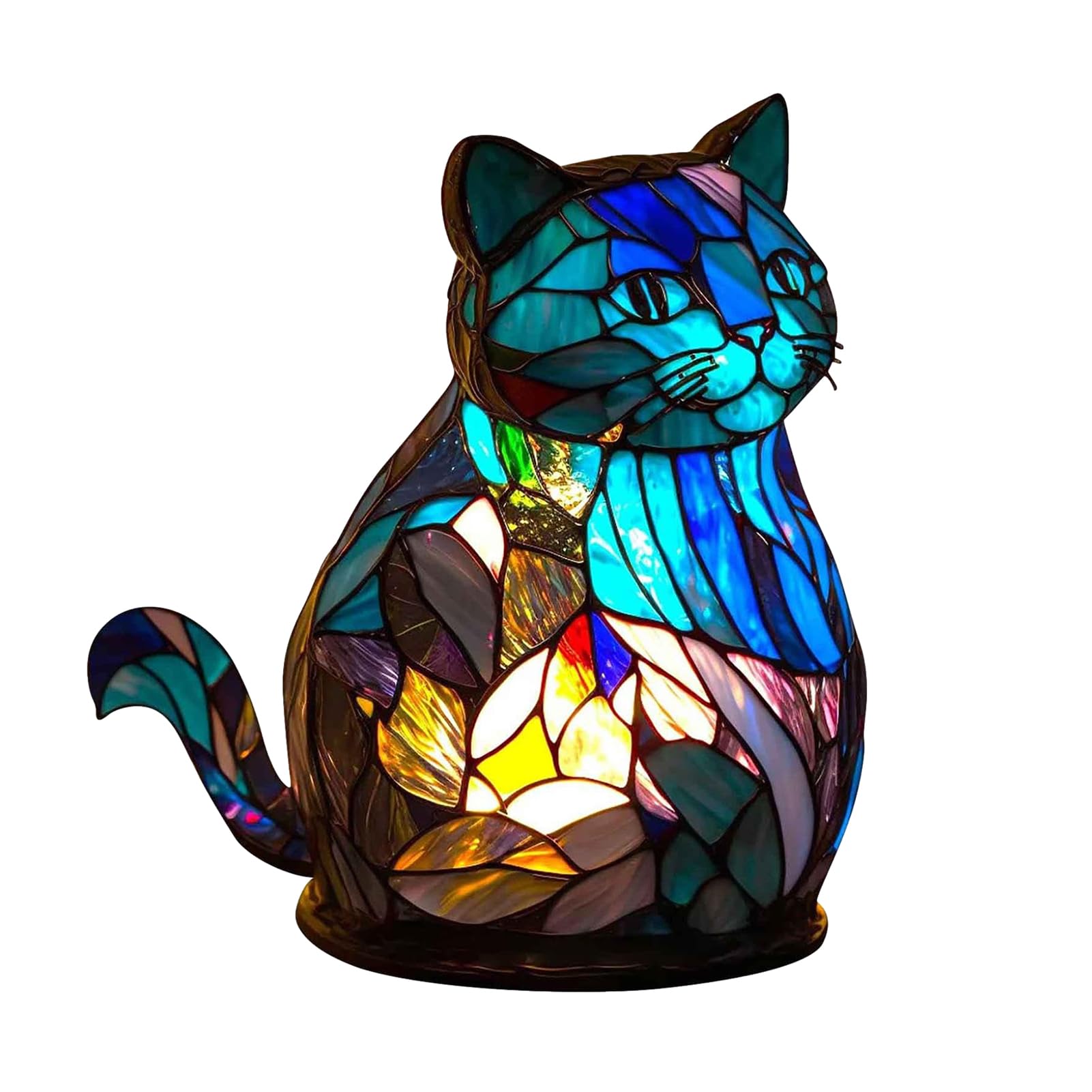 Vintage Animal Table Lamp | Tiffanies Style Stained Glass Lamp | Stained Glass Stacked Night Light | Bohemian Animal Table Lamps for Living Room | Aesthetic Room Decor for Bedroom