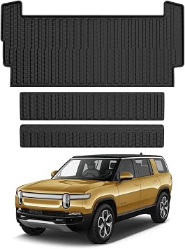 Mixsuper Cargo Liner for 2022-2025 Rivian R1S Cargo Mat Backrest Mat for R1S All Weather Trunk Mat Backrest Mat TPE for R1S Accessories Includes 3PCS Set