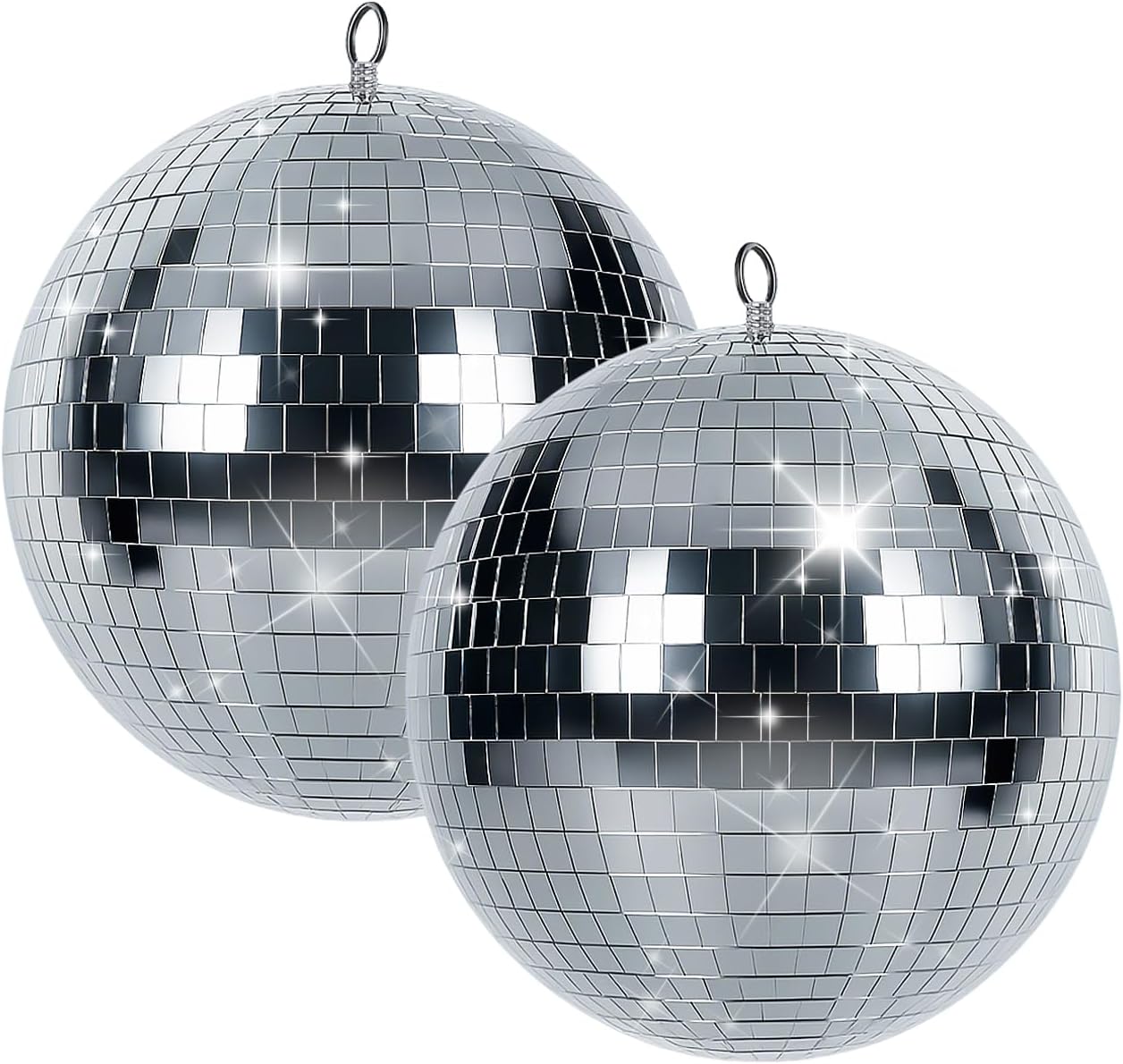 Disco Ball 2 Pack, 8 Inch Shatterproof PET Mirror Disco Ball Decor for Party, Wedding, Club - Safe & Durable Hanging Dance Balls, Non-Glass Party Decorations