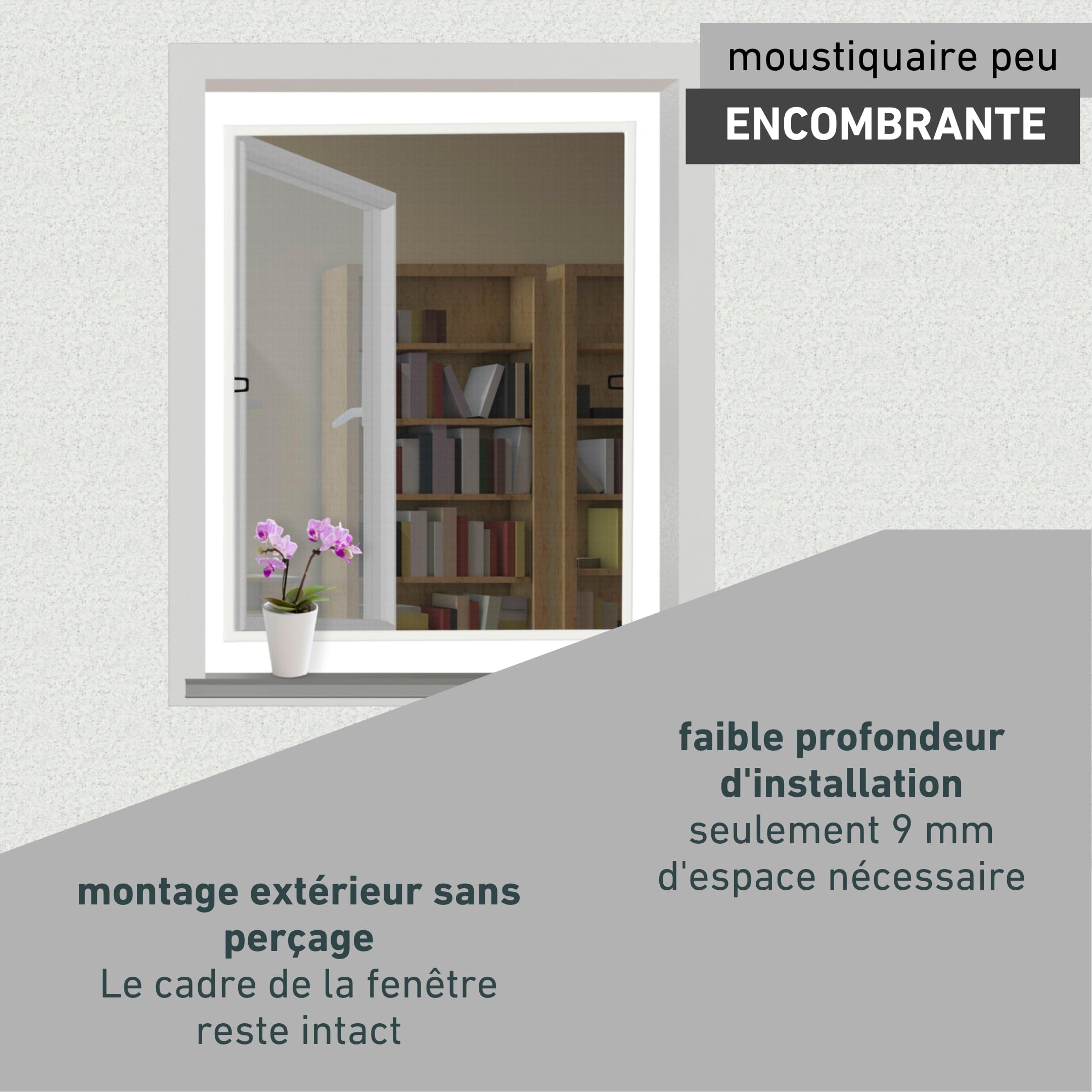 Windhager 04504 Basic Moustiquaire pour fenêtre à cadre tendeur Blanc 100 x 120 cm