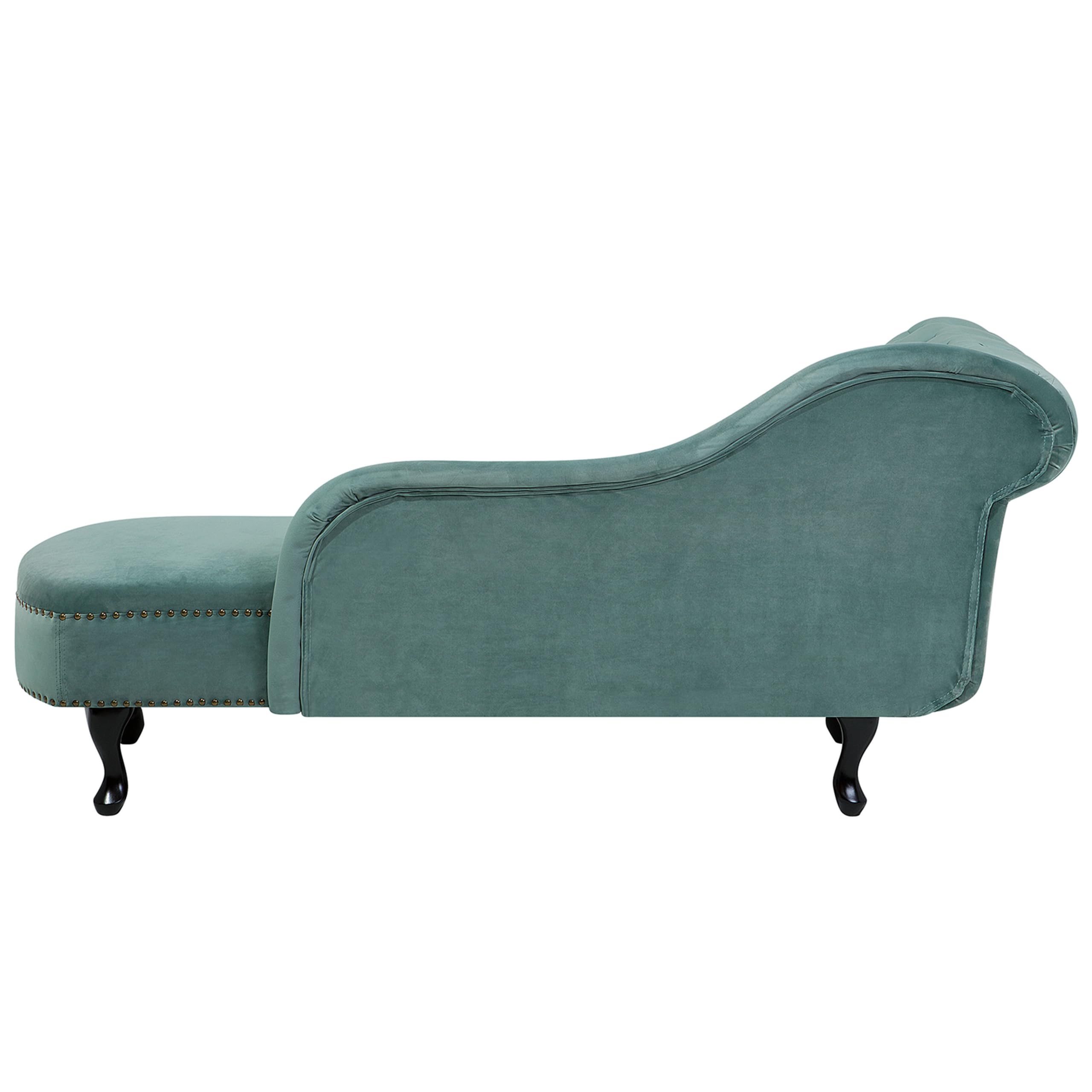 Beliani Retro Chaiselongue Samtstoff linksseitig mintgrün Nimes