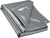 Wiltec Tarpaulin 3 x 5 m Grey Waterproof Heavy Duty Cover 650 g/m² Multipurpose Sheet for Covering Larger Items Like Furniture, Pools or Boats, Tear Resistant Tarp with Reinforced Eyelets - 1