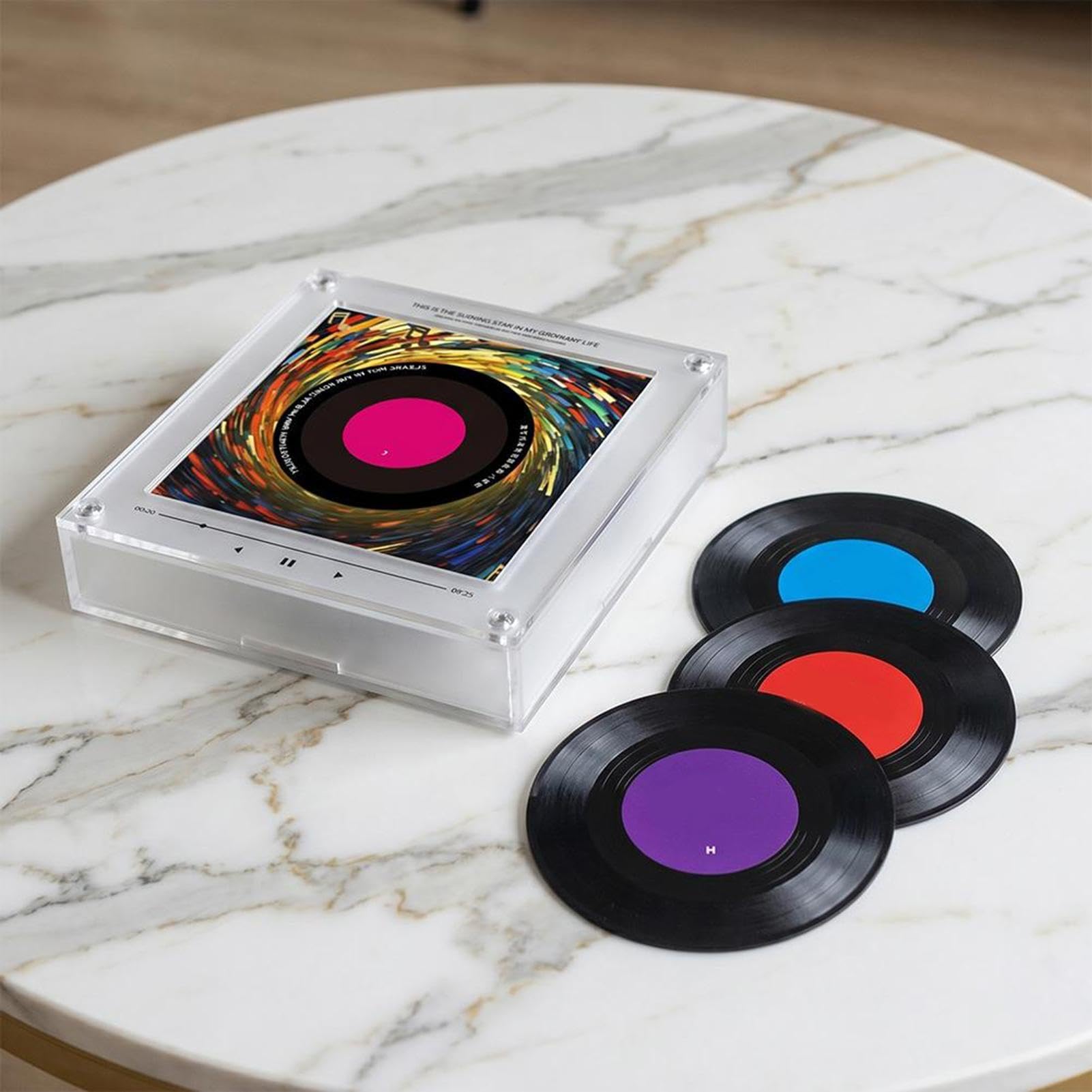 Musicale Magnetico da Frigorifero Adesivi a Forma di Disco con Giradischi | Magneti Musicali per Frigorifero con Luce per in armadietto, festa, posto di lavoro, appartamento, cucina e casa