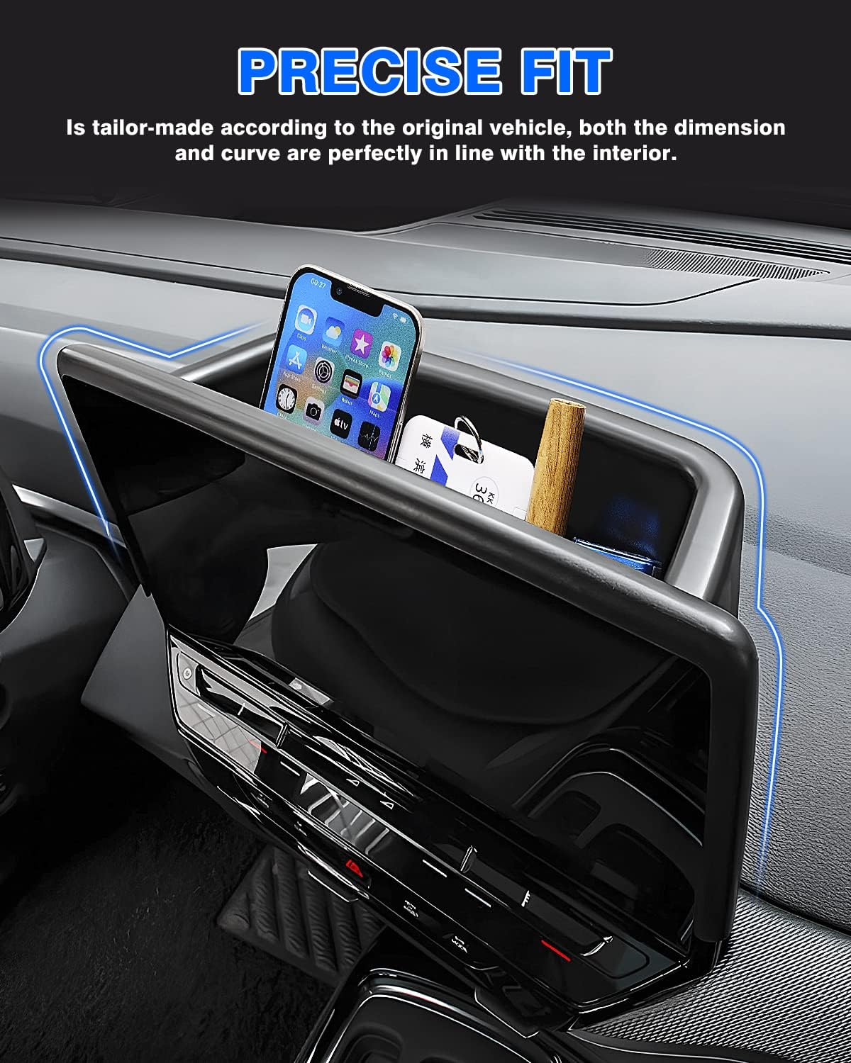 Autorder Center Console Dash Organizer for 2021 2022 2023 2024 2025 Volkswagen ID.4 VW ID4 Accessories Dashboard Insert Tray Storage Box with Anti-Slip Mat(12 INCH Screen)