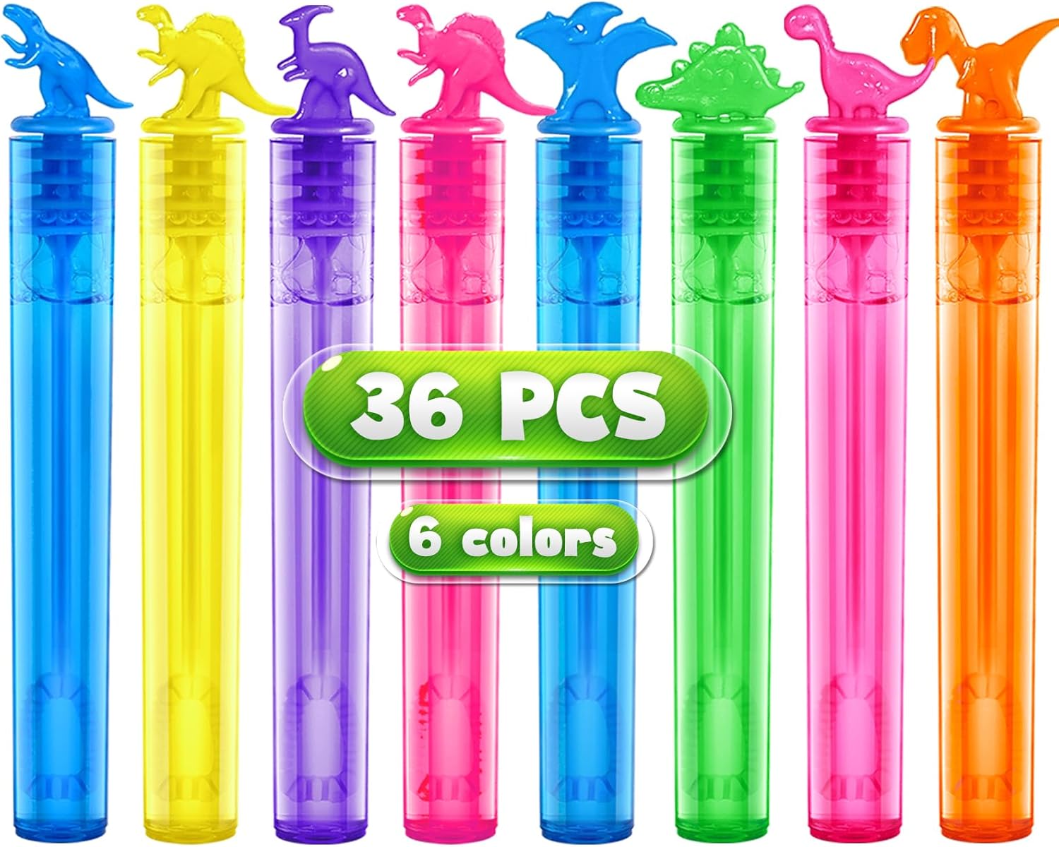 SpringFLower 36 Pieces Dinosaur Mini Bubble Wands,Bubble Party Favors Assortment Toys for Kids,Themed Birthday, Halloween, Goodie Bags, Carnival Prizes, Wedding, Bubble Maker Toys for Kids