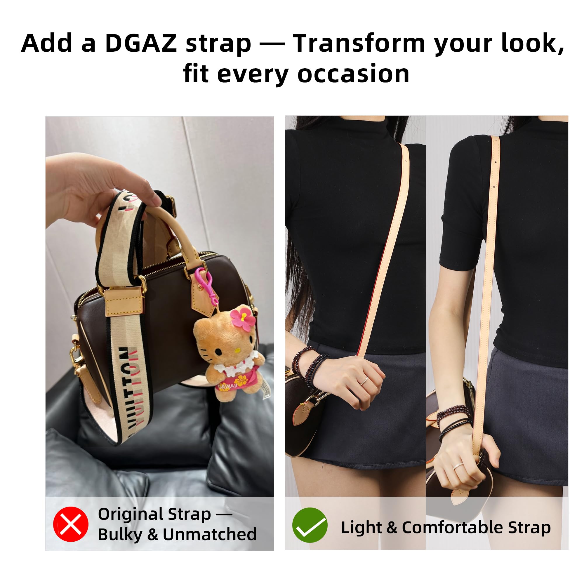 DGAZ Speedy Bag - Tracolla regolabile in pelle di vacchetta, con confezione regalo, tracolla fatta a mano