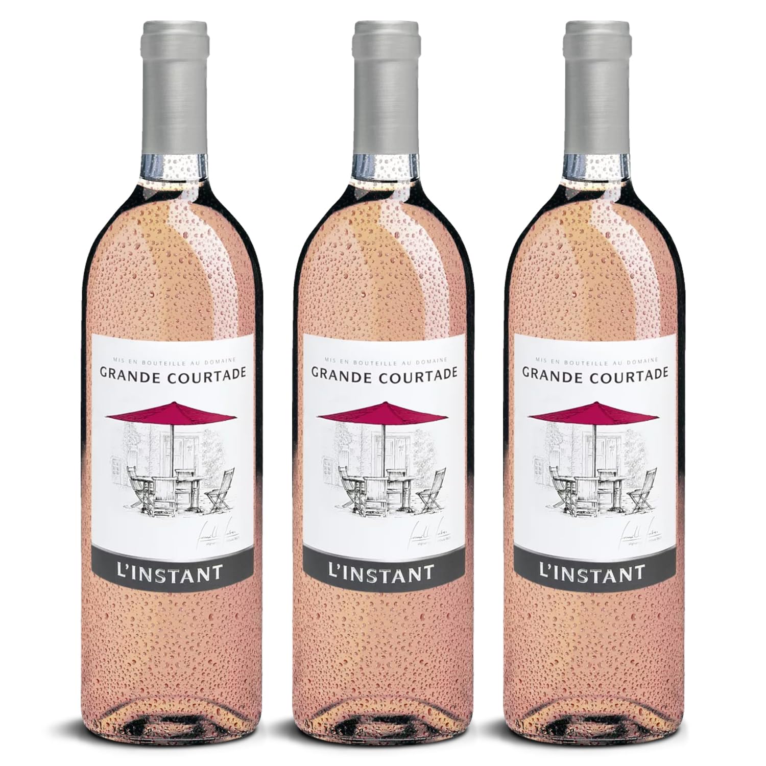 DELINAT – Famille Fabre Grande Courtade L'instant rosé 2023– Französischer Roséwein trocken – Bio-Wein aus Languedoc, vegan (3 x 0,75l)