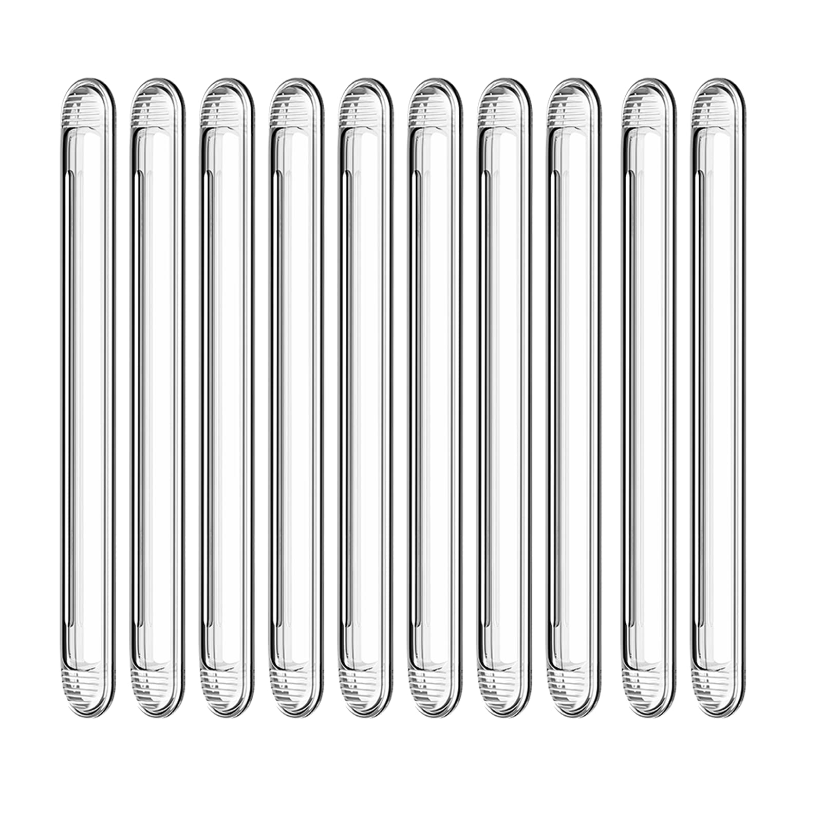 Uniticber Clear Furniture Bumpers 10-Pack (10 Long) - Adhesive Backed Silicone Rubber Wall Protector Pads for Chair, Cabinet, Shower Door, Drawer,