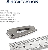Vista 2 de Hamans Llavero de titanio EDC multiherramienta con llave destornillador y función de barra de palanca (gris)