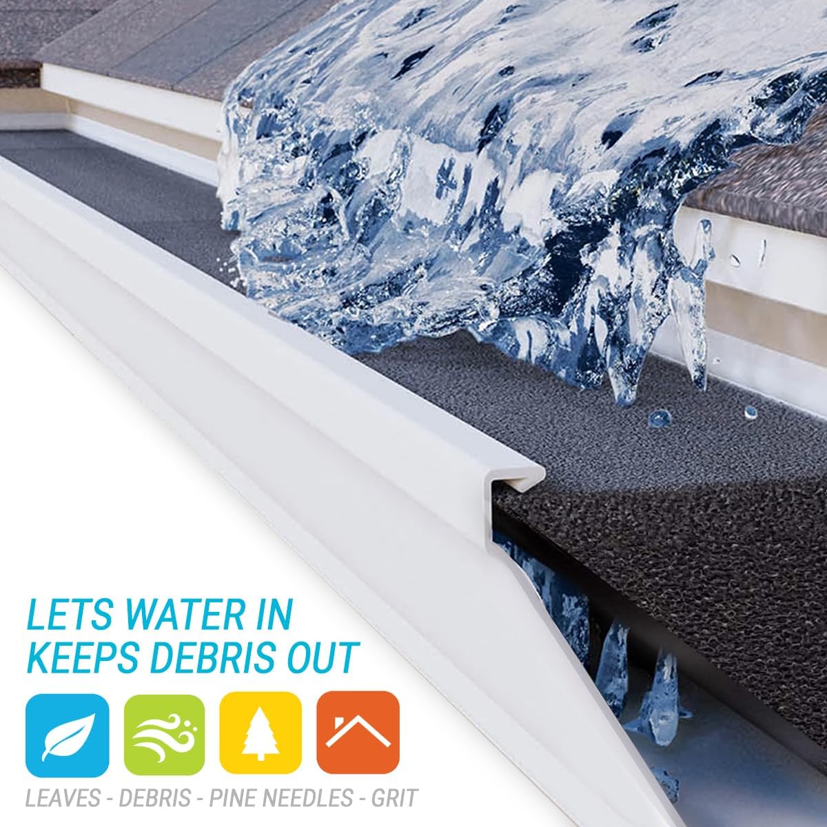 EZ Gutter Guard - 7-Inch Fascia Foam Gutter Filter Insert for Year Round Leaf Protection & Proudly Made in The USA - GSF732-1