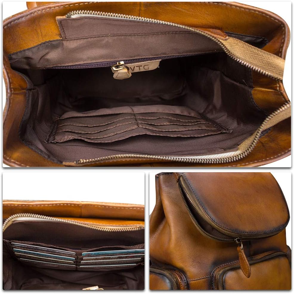 IVTG Genuine Leather Backpack for Women Shoulder Bag Vintage Designer Back Bag Fashion Rucksack Casual Daypack (Brown) - Image 7